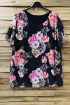 LARGE SIZE TUNIC CLOAK PRINTED 0614 BLACK