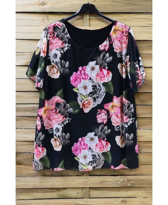 LARGE SIZE TUNIC CLOAK PRINTED 0614 BLACK