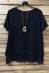 LARGE SIZE TUNIC SUPERPOSEE + NECKLACE 0616 BLACK