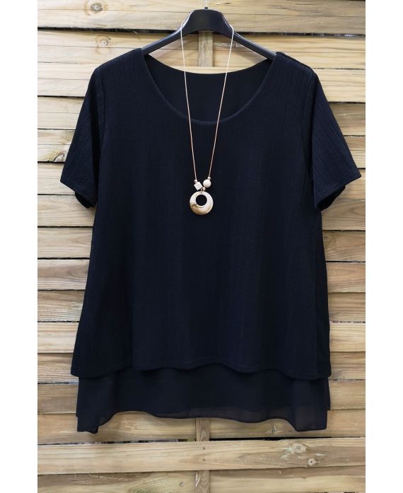 LARGE SIZE TUNIC SUPERPOSEE + NECKLACE 0616 BLACK