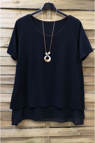 LARGE SIZE TUNIC SUPERPOSEE + NECKLACE 0616 BLACK