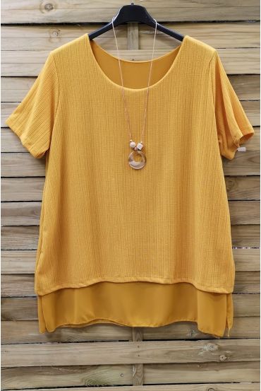 LARGE SIZE TUNIC SUPERPOSEE + NECKLACE 0616 YELLOW