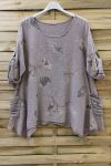 LARGE SIZE TUNIC POCKETS PLISSEES 0624 TAUPE