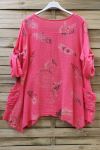 LARGE SIZE TUNIC POCKETS PLISSEES 0624 CORAL