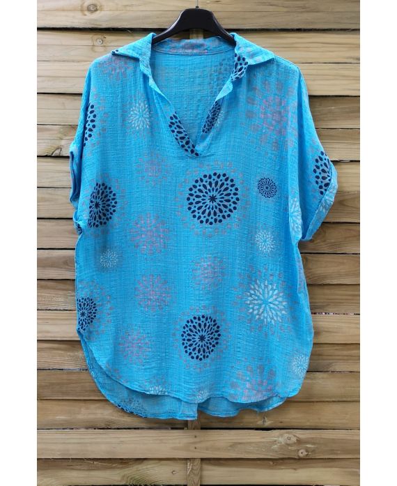 TUNIC EFFECT LIN 0632 AZURE BLUE