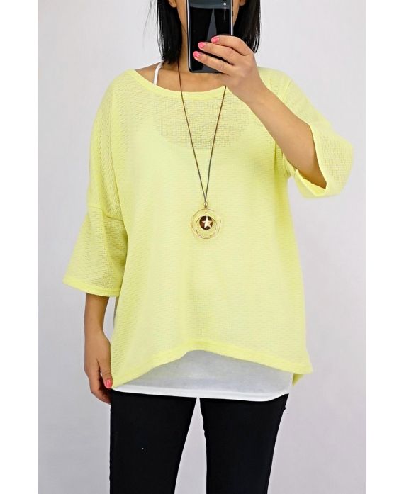 T-SHIRT 2 PEZZI + COLLANA 0561 GIALLO