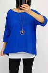 T-SHIRT 2 PEZZI + COLLANA 0561 BLU ROYAL