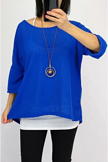 T-SHIRT 2 PIECES + COLLIER 0561 BLEU ROYAL