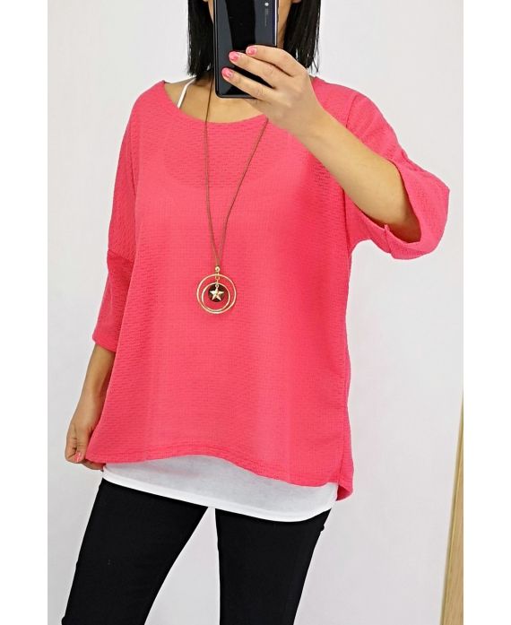 T-SHIRT 2 PIECES + COLLIER 0561 CORAIL