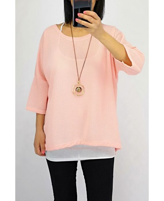 T-SHIRT 2 PIECES + COLLIER 0561 ROSE