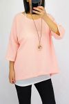 T-SHIRT 2 PIECES + COLLIER 0561 ROSE