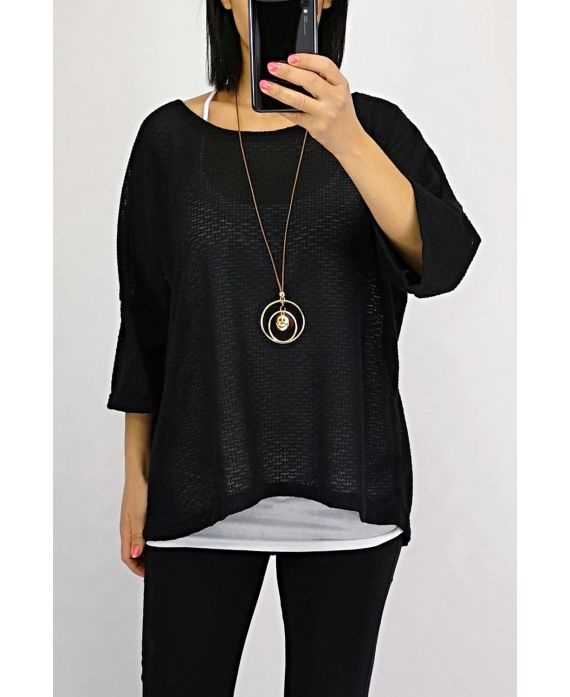 T-SHIRT 2 PIECES + COLLIER 0561 NOIR