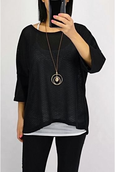 T-SHIRT 2 PIECES + COLLIER 0561 NOIR