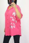 BLOUSE SCHOUDERS SCHRIFTEN 0550 FUSHIA