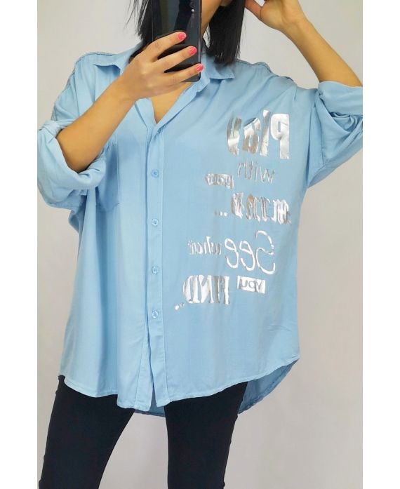 BLUSA DE HOMBROS ESCRITURAS LAS 0550 CIELO AZUL