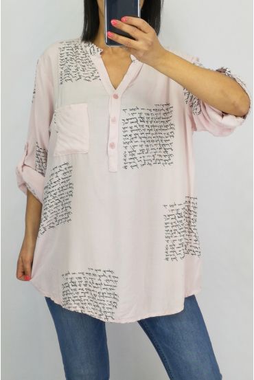 BLOUSE SCHRIFTEN 0631 ROZE