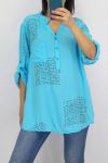 BLOUSE SCRIPTURES 0631 AZURE BLUE