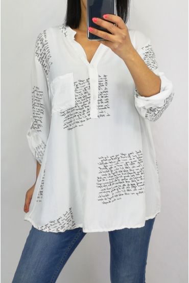 BLUSE SCHRIFT 0631 WEIß