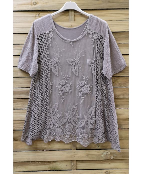 LARGE SIZE TUNIC AJOUREE LACE 0639 TAUPE