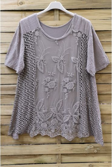 LARGE SIZE TUNIC AJOUREE LACE 0639 TAUPE