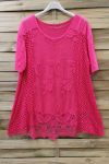 LARGE SIZE TUNIC AJOUREE LACE 0639 FUSHIA