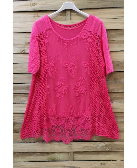 LARGE SIZE TUNIC AJOUREE LACE 0639 FUSHIA