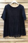 LARGE SIZE TUNIC AJOUREE LACE 0639 BLACK