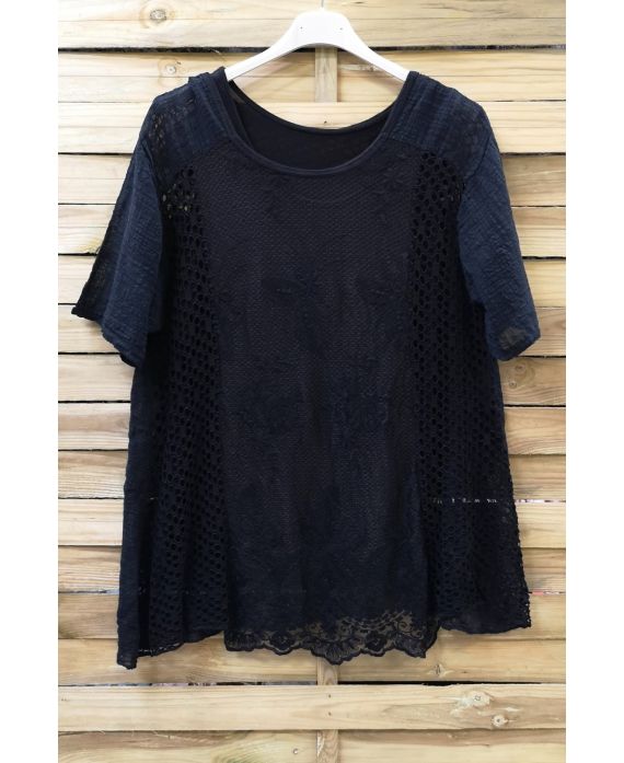 LARGE SIZE TUNIC AJOUREE LACE 0639 BLACK