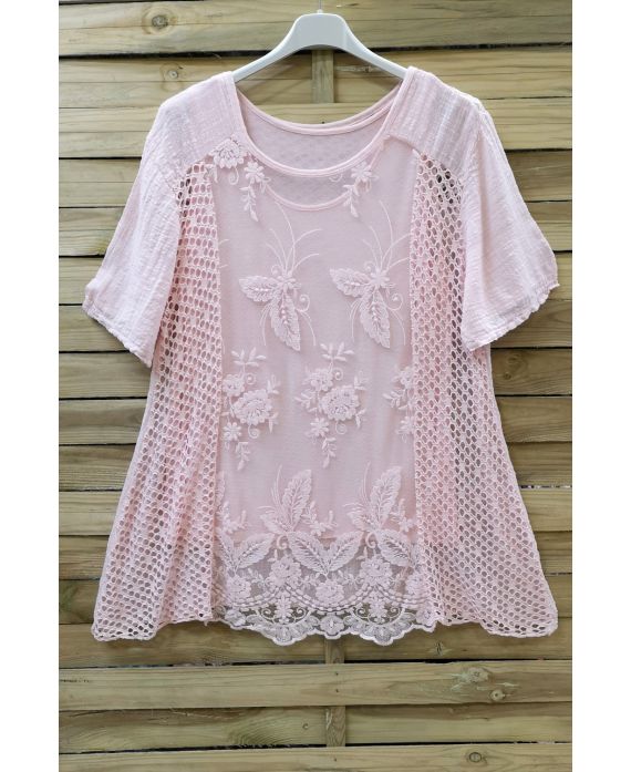 LARGE SIZE TUNIC AJOUREE LACE 0639 PINK