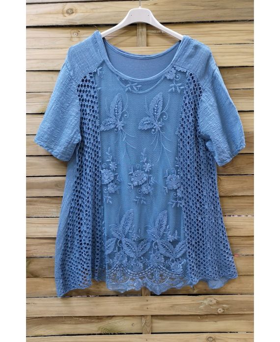 LARGE SIZE TUNIC AJOUREE LACE 0639 BLUE