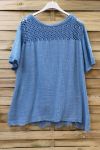 LARGE SIZE TUNIC AJOUREE LACE 0639 BLUE