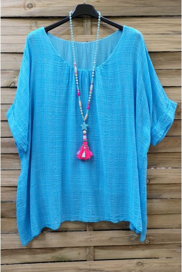 LARGE SIZE TOP COTTON DOUBLE 0638 AZURE BLUE