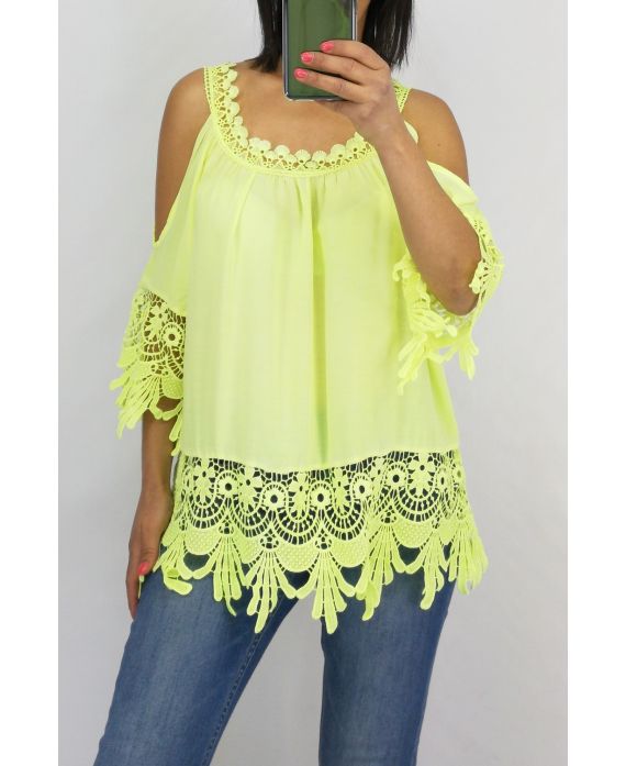 TOP DENTELLE 0644 JAUNE FLUO