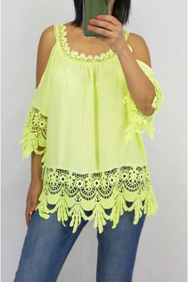 TOP DI PIZZO 0644 GIALLO FLUO