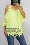 TOP DENTELLE 0644 JAUNE FLUO