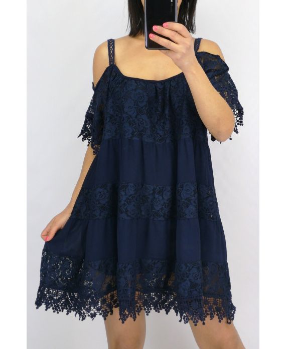 TUNIEK KANT BOHEMIENNE 0642 NAVY BLAUW