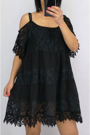 TUNIQUE DENTELLE BOHEMIENNE 0642 NOIR