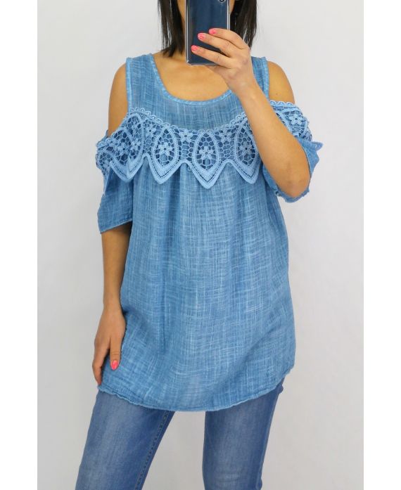 LACE TOP 0645 BLAUW