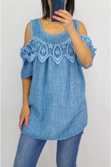 LACE TOP 0645 BLAUW