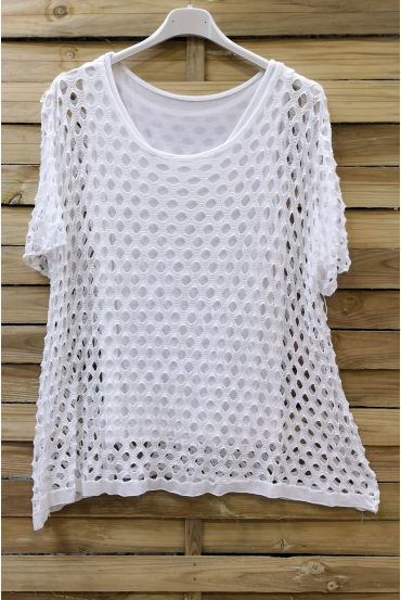 GRANDE TAILLE TOP AJOURE 2 PICES 0640 BLANC