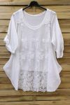 LARGE SIZE TUNIC 2 PIECES LACE 0637 WHITE