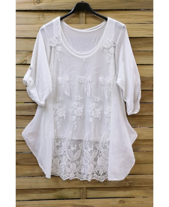 LARGE SIZE TUNIC 2 PIECES LACE 0637 WHITE