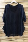 LARGE SIZE TUNIC 2 PIECES LACE 0637 BLACK