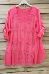 LARGE SIZE TUNIC 2 PIECES LACE 0637 CORAL