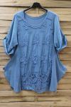 LARGE SIZE TUNIC 2 PIECES LACE 0637 BLUE