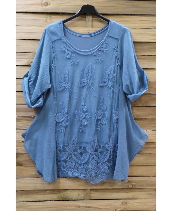 LARGE SIZE TUNIC 2 PIECES LACE 0637 BLUE