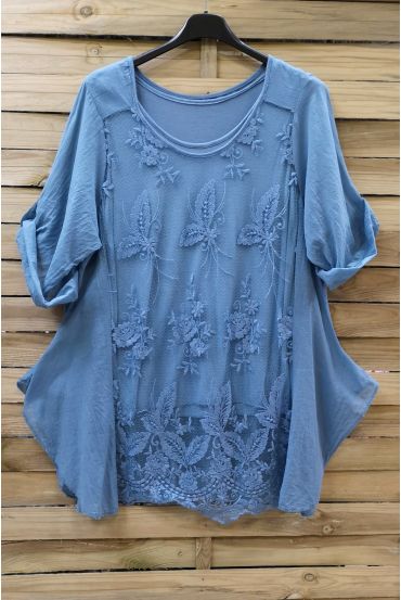 LARGE SIZE TUNIC 2 PIECES LACE 0637 BLUE