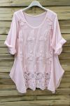 LARGE SIZE TUNIC 2 PIECES LACE 0637 PINK