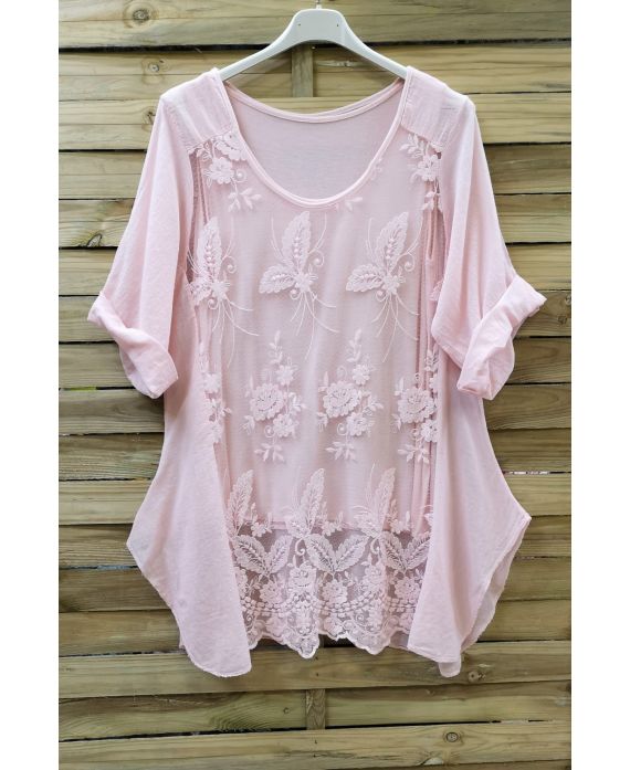 LARGE SIZE TUNIC 2 PIECES LACE 0637 PINK