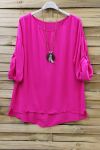 LARGE SIZE TUNIC + NECKLACE 0646 FUSHIA